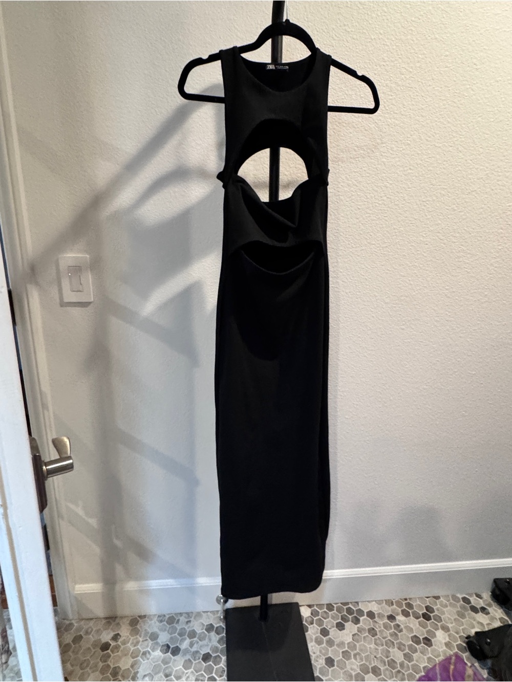 Zara Black Maxi Dress with Front Cutouts